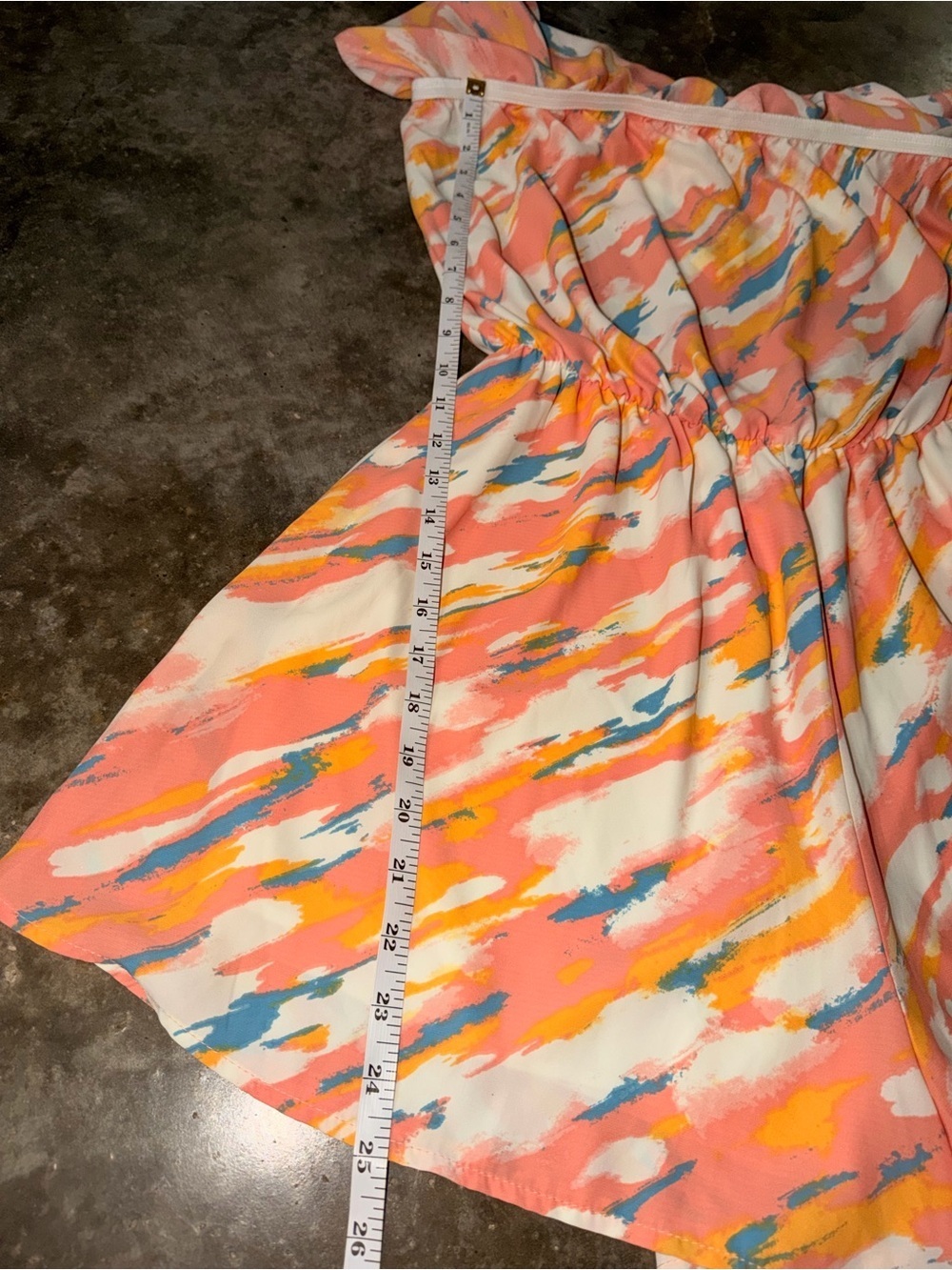 Strapless Ruffle Romper Coral Abstract Print Resort Beach Vacation Summer L NWT - Picture 5 of 9